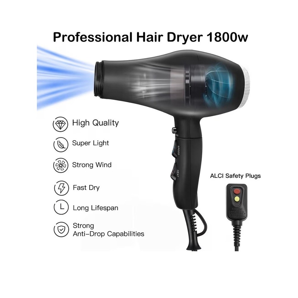 Milin‎ Professional Hair Dryer 1800w AC110 125v 60Hz Black - Picture 5 of 7